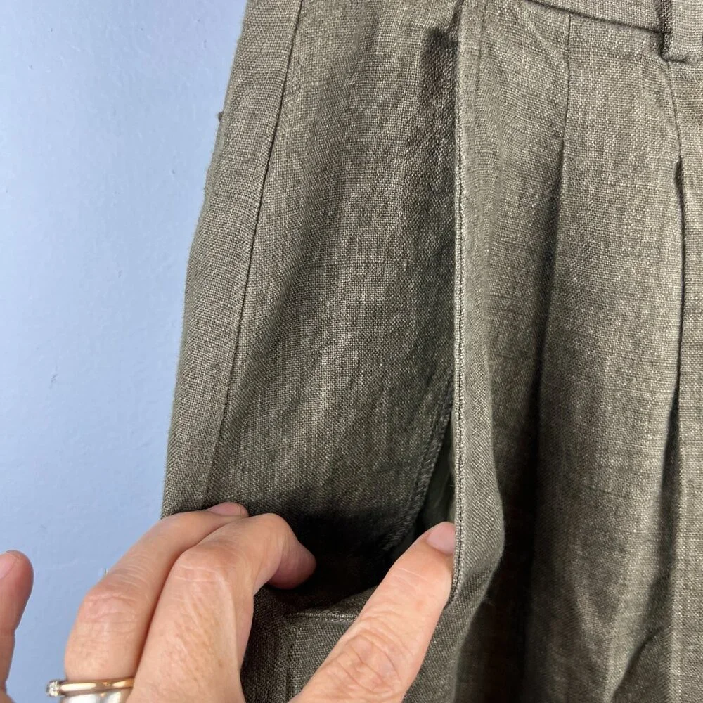 Banana Republic Soho High-Rise Wide-Leg Linen Pant Size 10P - Picture 5 of 10